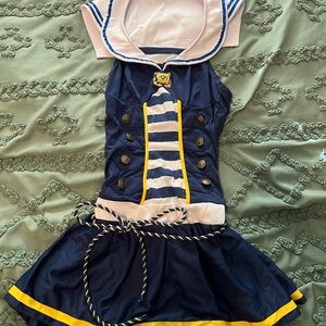 Vintage Y2K Sailor Women’s Costume Size S Blue White Striped Sailor Dress ￼